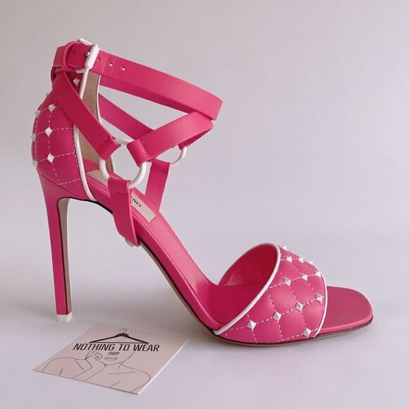 ⭕️ VALENTINO Sandals Heels Pink Leather - Picture 3 of 11